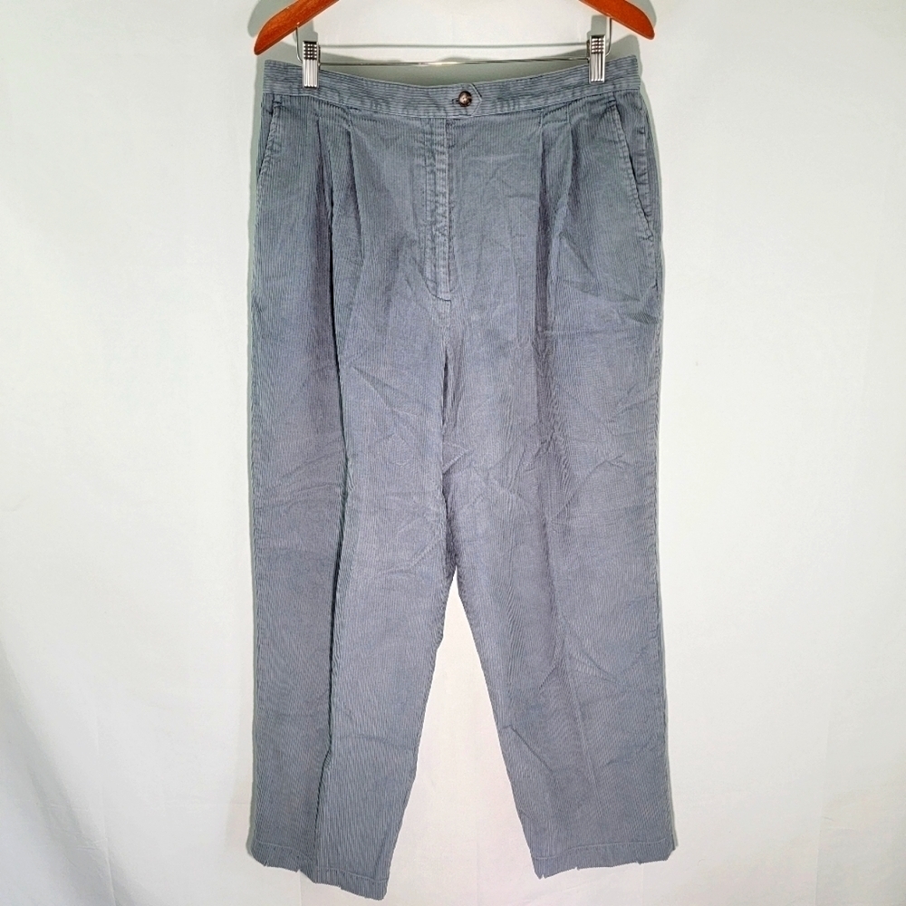 Talbot's David Brooks Women's Gray High-Rise Pleated Front Corduroy Pants Sz W34